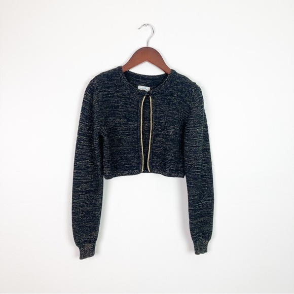 Marmellata Black Metallic Cropped Cardigan Girls 12 - Picture 10 of 10